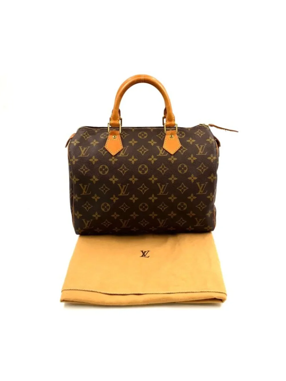 Louis Vuitton Speedy 30 Monogram Leather Brown Light Handbag Gold